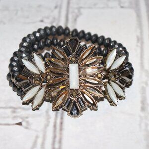 Beautiful gold and gunmetal beaded statement bracelet 7"